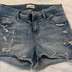 Studio Blue Women's Distressed Denim Shorts - Blue